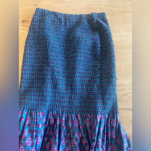 J. Crew Blue Smocked Bubble Midi Skirt - Picture 9 of 9